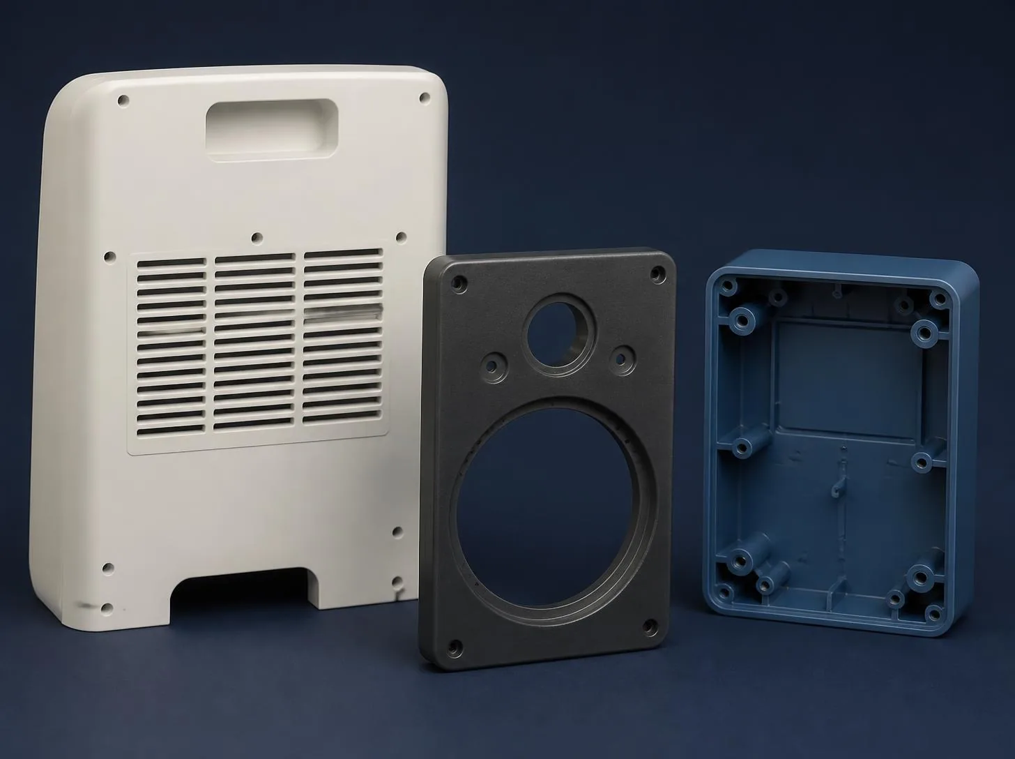 Plastic appliance panels, speaker frame and electronic enclosure application concepts